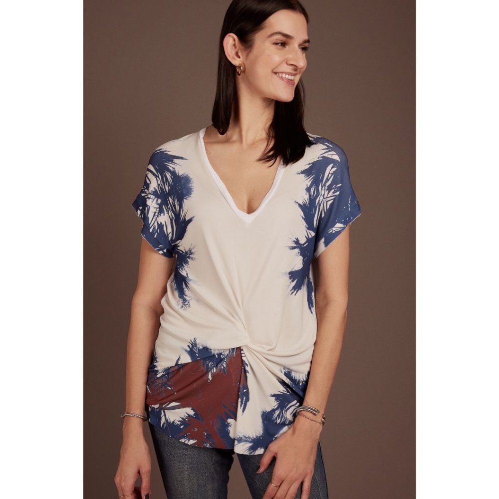 🍋3 for $20🍋 ZARA Palm Tree Print Knotted Front V-neck Top Size S